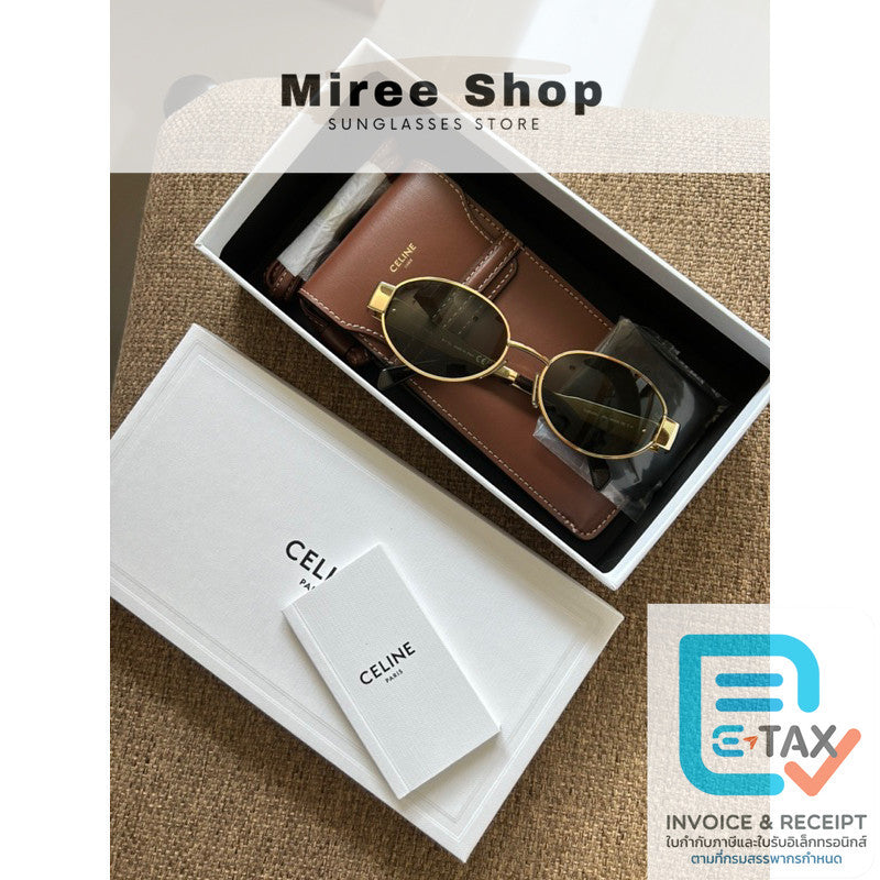 Celine Triomphe Metal 01 Sunglasses แว่นกันแดด เลนส์ดำ เคสรุ่นกระเป๋า ของแท้ CL40235U