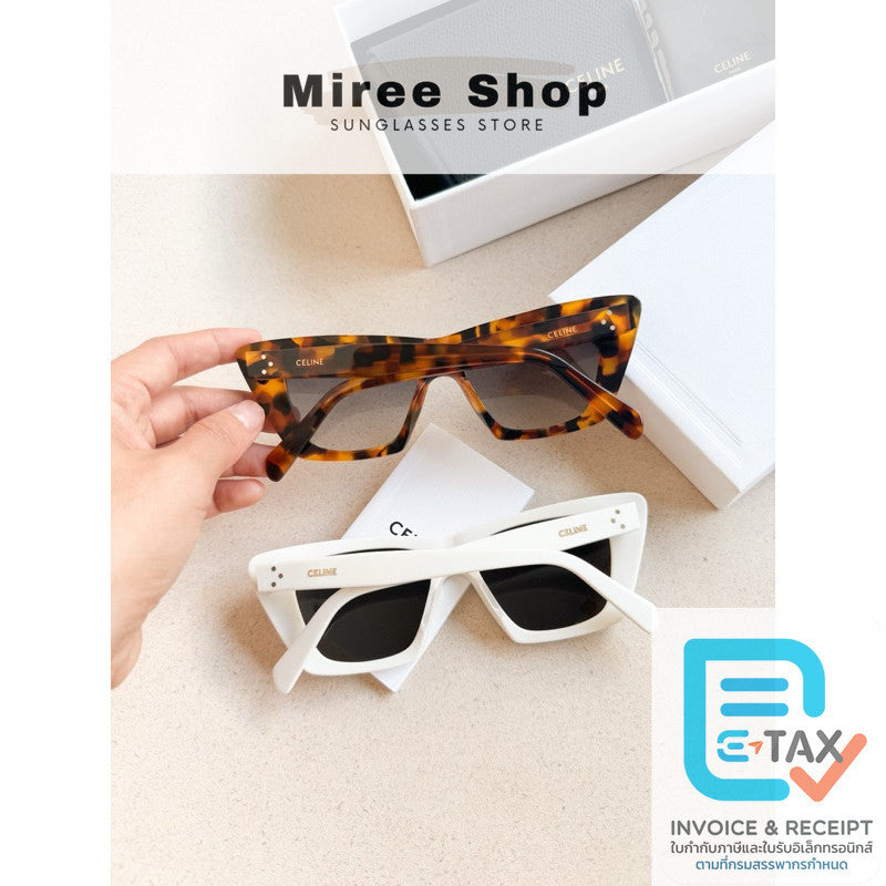 Celine Cat Eye  S187 Sunglasses ทรงสี่เหลี่ยมแคทอาย คลาสสิค ร้านแอมของแท้เท่านั้นค่า CL40187I