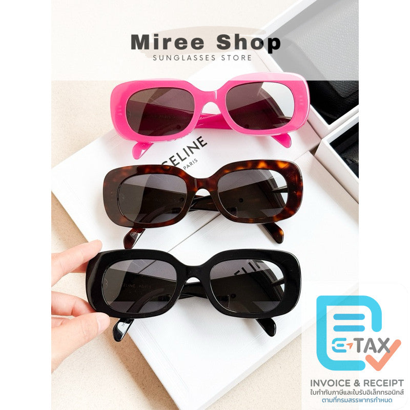 Celine 3 Dots Rectangular ผืนผ้าโอเวอร์ไซส์คลุมหน้าให้รูปหน้าสวย ของแท้ CL40287U