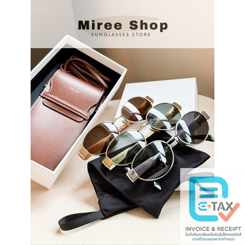 Celine Triomphe Metal 01 Sunglasses แว่นกันแดด เลนส์ดำ เคสรุ่นกระเป๋า ของแท้ CL40235U