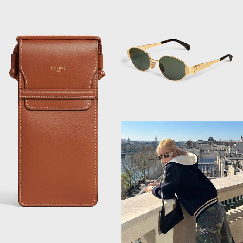 Celine Triomphe Metal 01 Sunglasses แว่นกันแดด เลนส์ดำ เคสรุ่นกระเป๋า ของแท้ CL40235U