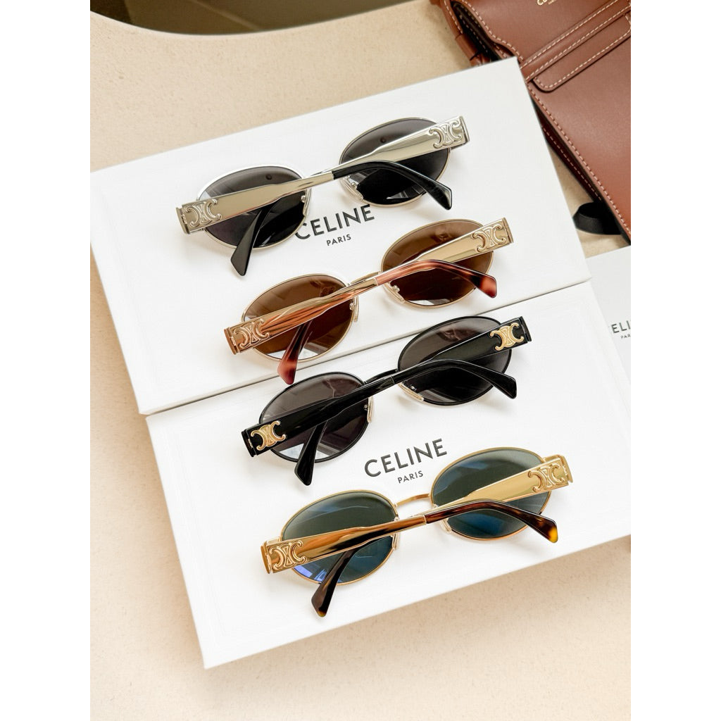Celine Triomphe Metal 01 Sunglasses แว่นกันแดด เลนส์ดำ เคสรุ่นกระเป๋า ของแท้ CL40235U
